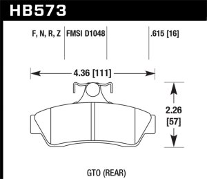 Pontiac GTO Brake Pads - Rear - Hawk Performance - HPS 5.0 - `04-`06 Pontiac GTO Brake Pads - Rear - Hawk Performance - HPS 5.0 - `04-`06